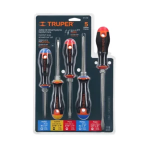 Juego de 5 Desarmadores Mango Comfort Grip Truper 14138