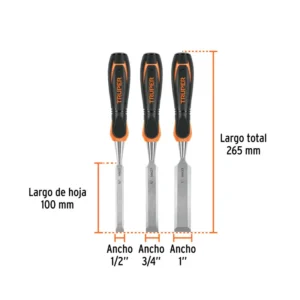 Juego de 3 Formones Mango Comfort Grip Truper 17759