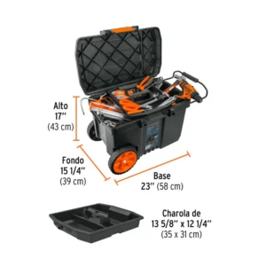 Caja para Herramienta 23"x17" con Ruedas Mango Telescópico Truper 10902