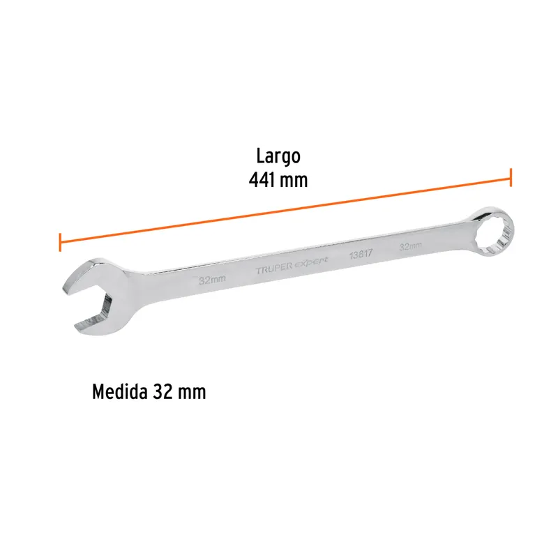 Llave Combinada Extralarga 32mm x 441mm de Largo Expert Truper 13817