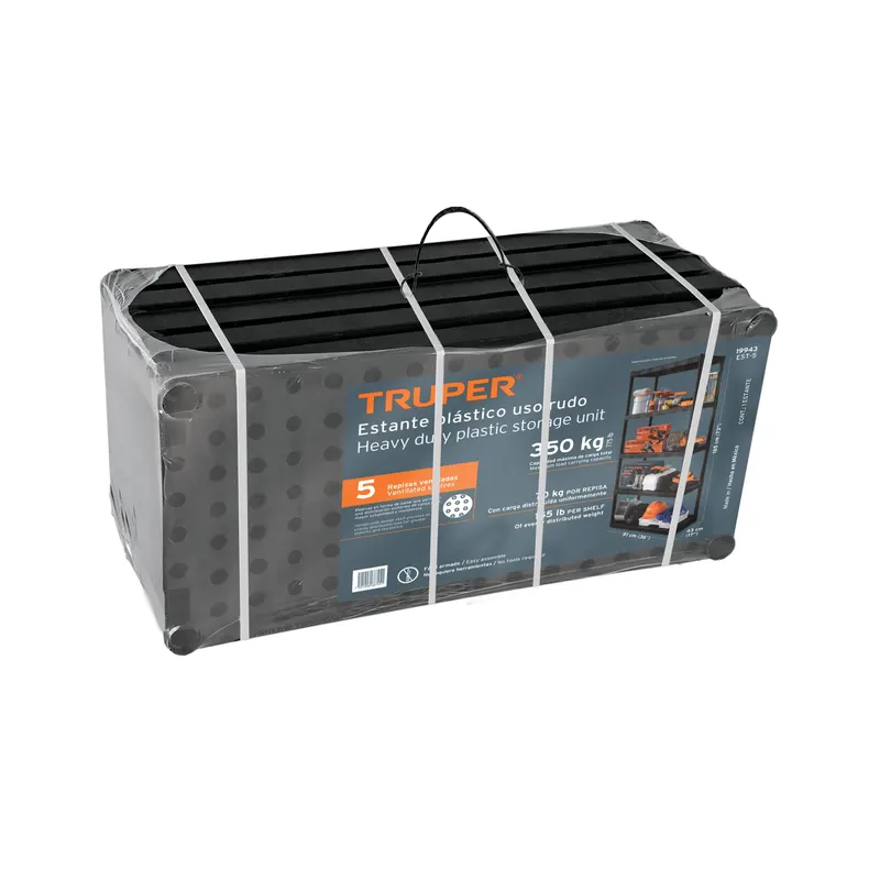 Estante Plástico Uso Rudo 5 Rep/Cap. 70 Kg 185x43x91 Truper 19943
