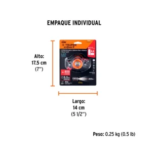 Linterna de Minero LED 800 Lumenes de 4 Pilas AA Truper Expert 11853