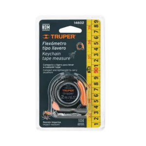 Flexómetro Gripper de 2M Tipo Llavero Cinta 13mm Truper 14602